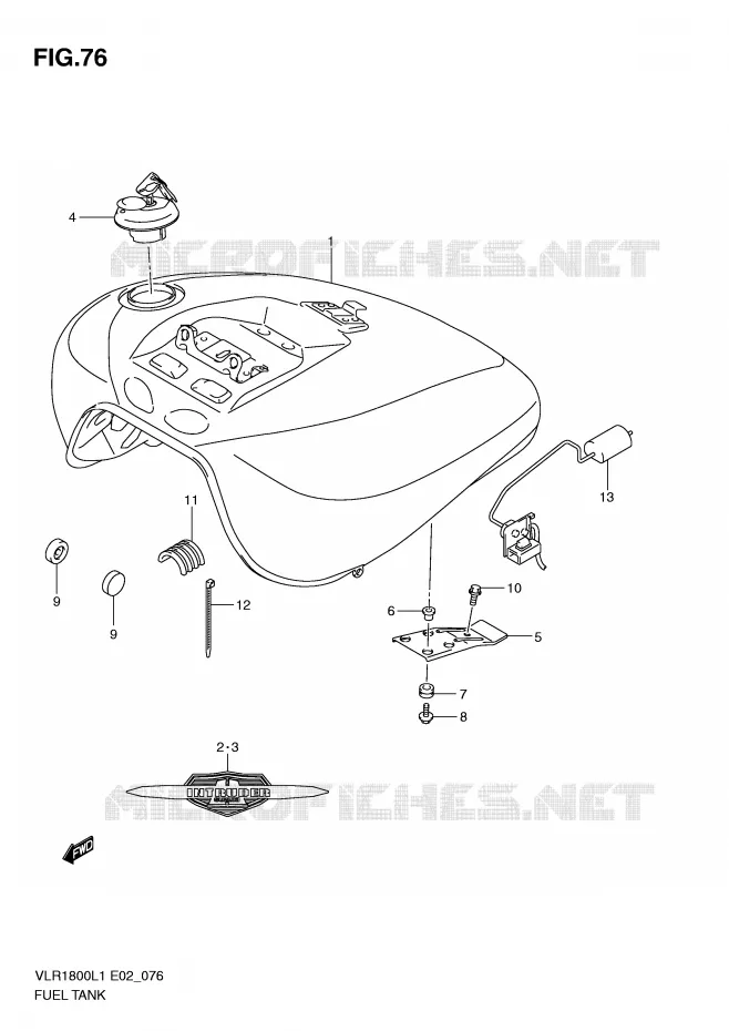RESERVOIR D'ESSENCE (VLR1800TL1 E19) Suzuki MOTO 1800 INTRUDER 2011  VLR1800L1(E2)