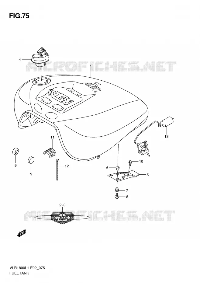 RESERVOIR D'ESSENCE (VLR1800TL1 E2) Suzuki MOTO 1800 INTRUDER 2011  VLR1800UFL1(E2)