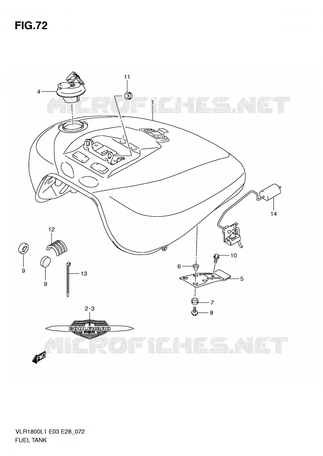 RESERVOIR D'ESSENCE (VLR1800TL1 E33) Suzuki MOTO 1800 BOULEVARD 2011  VLR1800TL1(E3/E28)