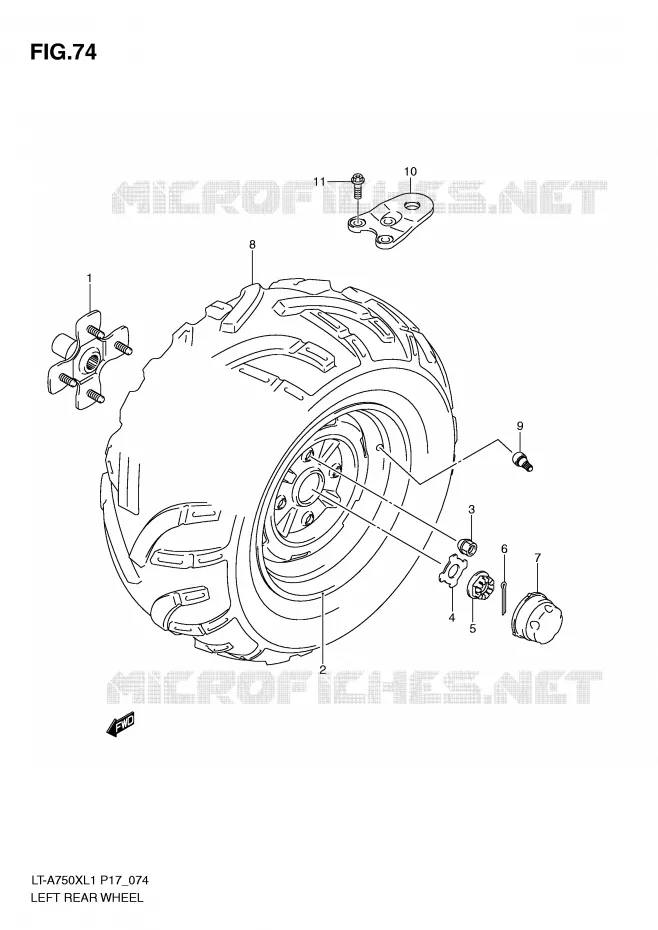 ROUE ARRIERE GAUCHE Suzuki QUAD 750 KINGQUAD 2011  LT-A750XL1(P17)