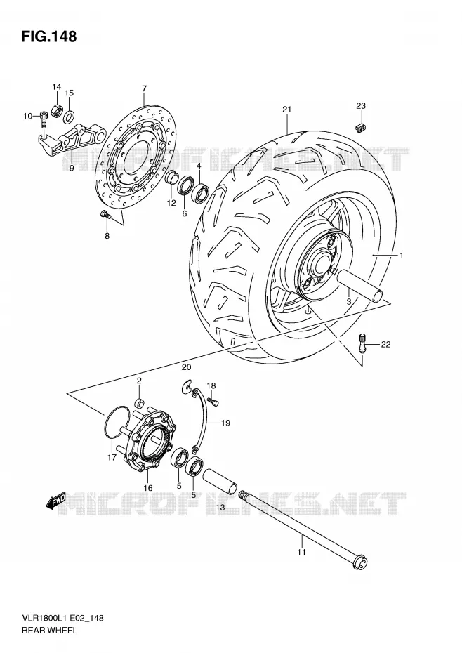 ROUE ARRIERE (VLR1800L1 E24) Suzuki MOTO 1800 INTRUDER 2011  VLR1800TL1(E2)