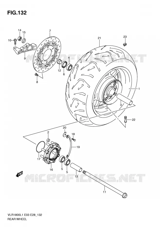 ROUE ARRIERE (VLR1800TL1 E3) Suzuki MOTO 1800 INTRUDER 2011  VLR1800TL1(E3/E28)