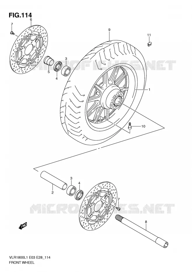 ROUE AVANT (VLR1800L1 E28) Suzuki MOTO 1800 INTRUDER 2011  VLR1800L1(E3/E28)