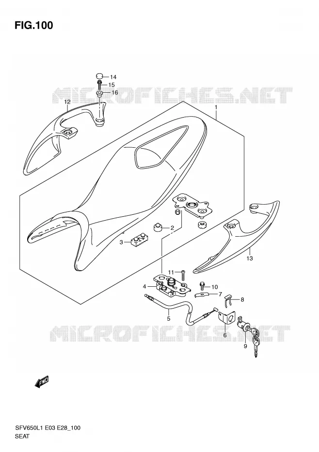 SELLE (SFV650L1 E33) Suzuki MOTO 650 GLADIUS 2011  SFV650L1(E3/E28)