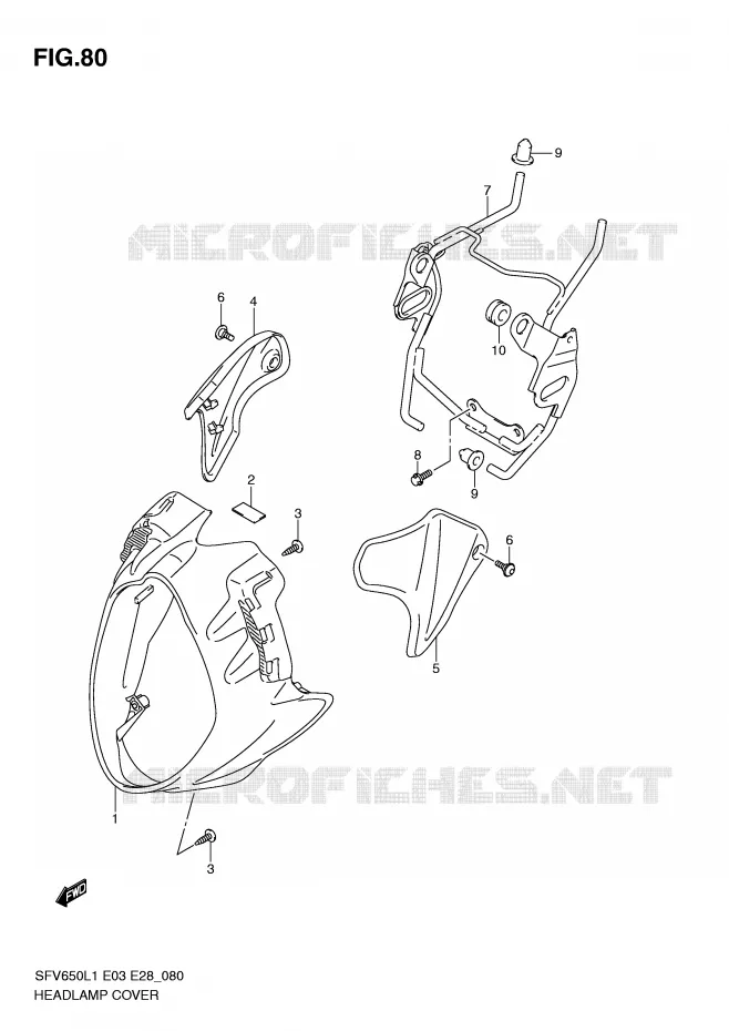 SUPPORT - CARENAGES DE PHARE Suzuki MOTO 650 GLADIUS 2011  SFV650L1(E3/E28)