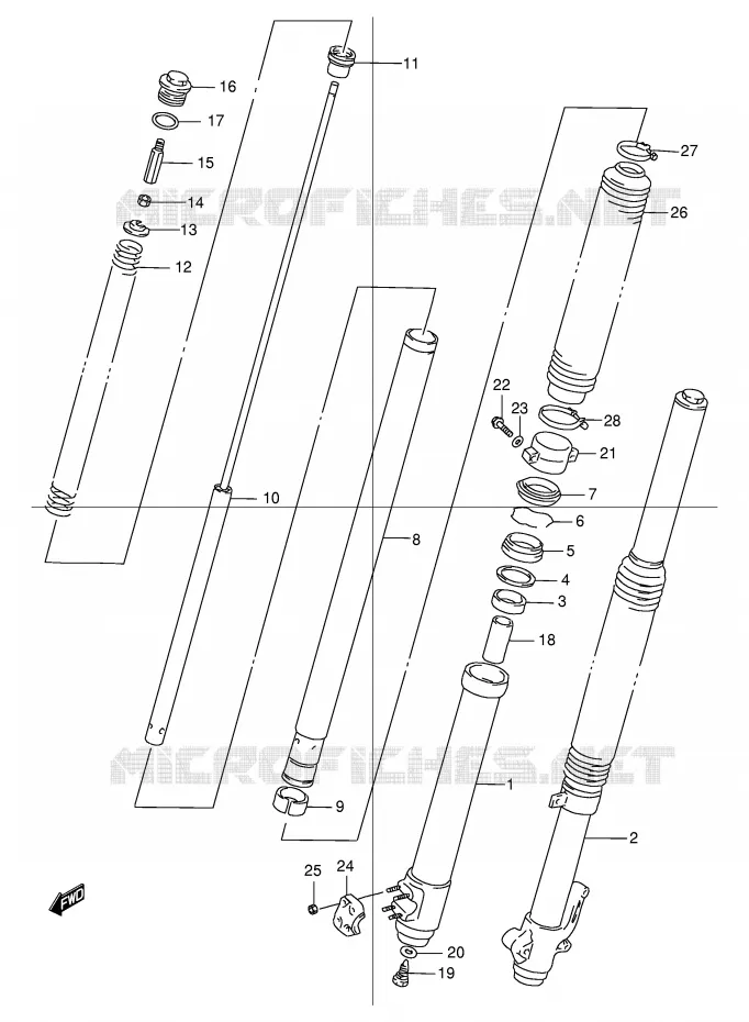 AMORTISSEUR AVANT Suzuki MOTO 250 DR 2000  DR250RY(E24)