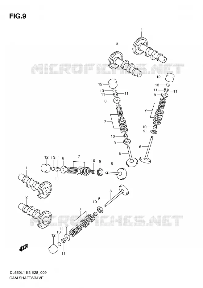 ARBRE A CAMES - SOUPAPES Suzuki MOTO 650 V-STROM 2011  DL650AL1(E3)