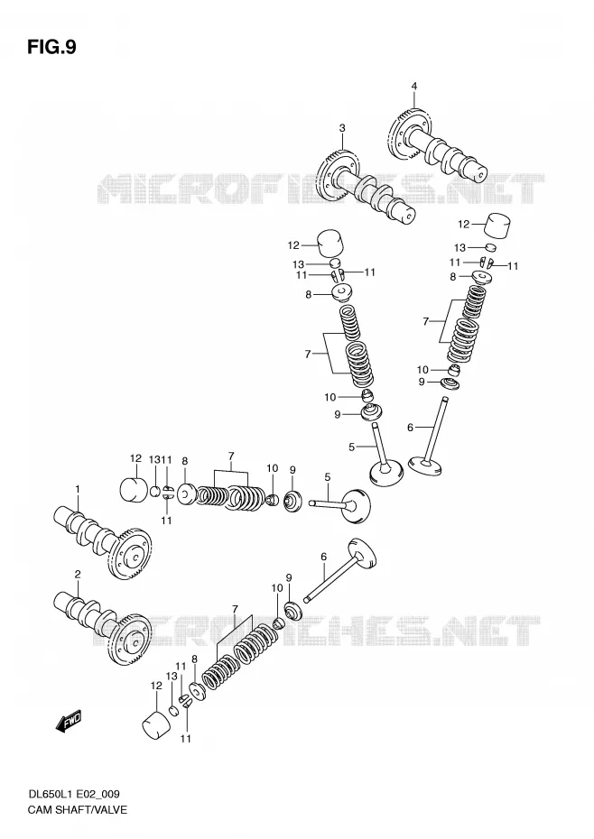ARBRE A CAMES - SOUPAPES Suzuki MOTO 650 V-STROM 2011  DL650UEL1(E2)