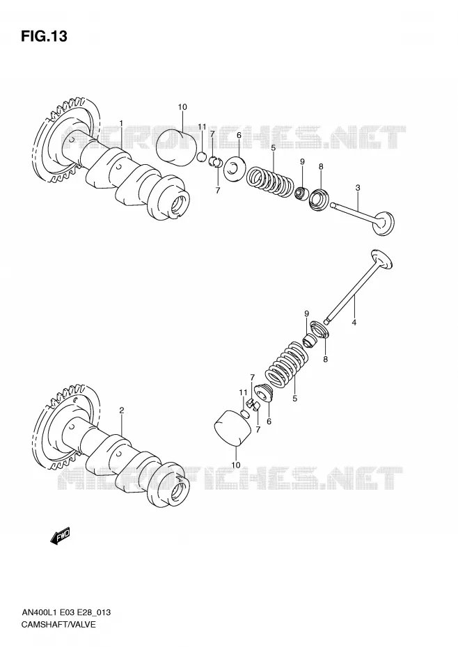 ARBRE A CAMES - SOUPAPES Suzuki SCOOTER 400 BURGMAN 2011  AN400AL1(E3/E28)
