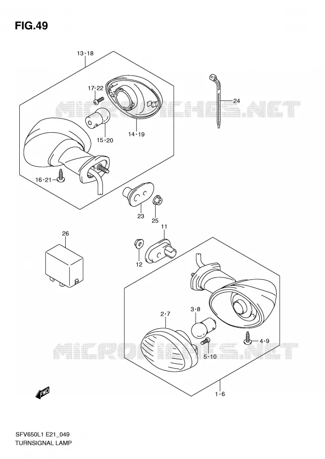 CLIGNOTANTS Suzuki MOTO 650 GLADIUS 2011  SFV650L1(E21)
