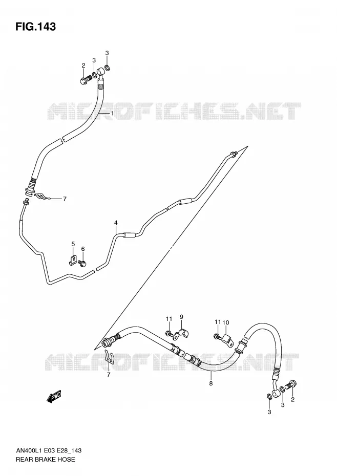 DURITE DE FREIN ARRIERE (AN400L1 E3) Suzuki SCOOTER 400 BURGMAN 2011  AN400ZAL1(E3/E28)