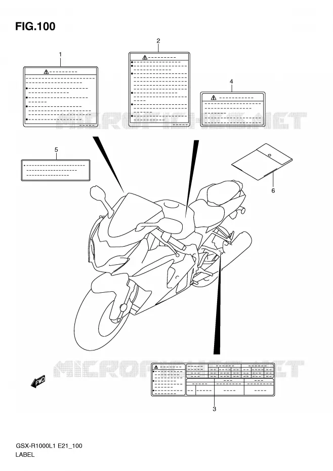 ETIQUETTE (GSX-R1000L1 E21) Suzuki MOTO 1000 GSX-R 2011  GSX-R1000L1(E21)