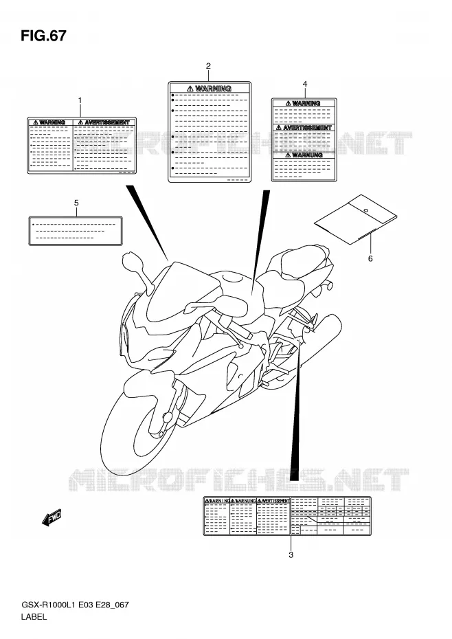 ETIQUETTE (GSX-R1000L1 E28) Suzuki MOTO 1000 GSX-R 2011  GSX-R1000L1(E3/E28)