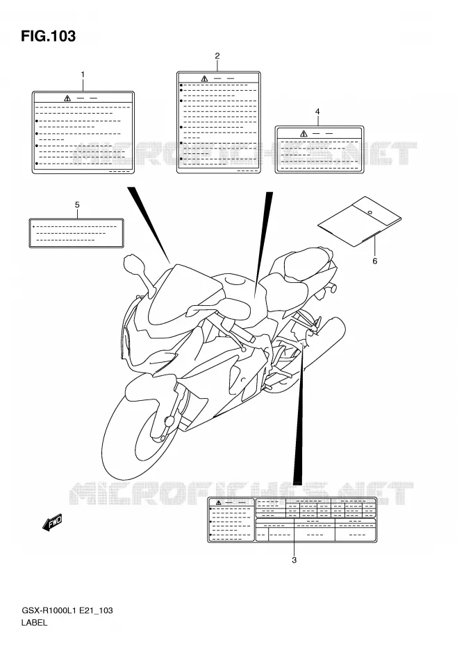 ETIQUETTE (GSX-R1000UFL1 E21) Suzuki MOTO 1000 GSX-R 2012  GSX-R1000UFL1(E21)