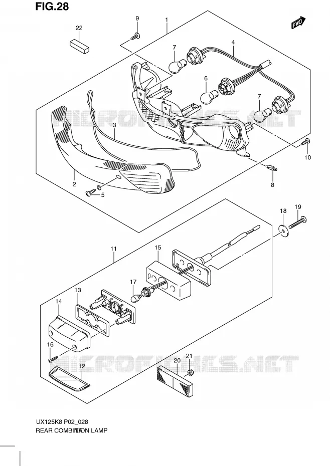 FEU ARRIERE Suzuki SCOOTER 125 SIXTEEN 2010  UX125L0(P02)