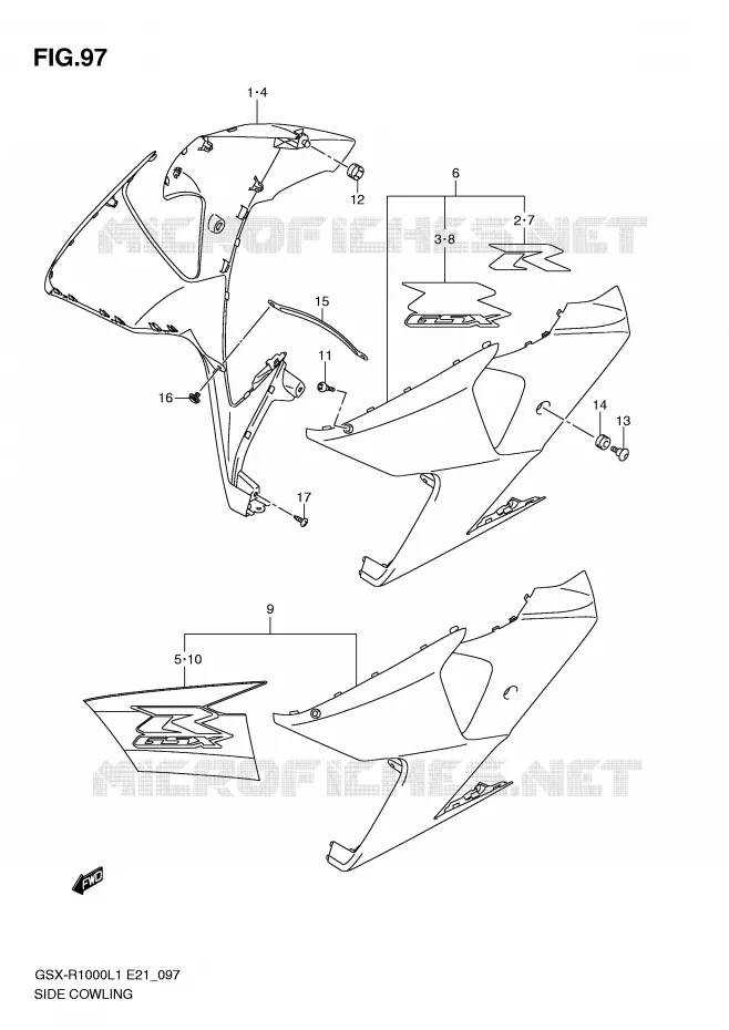 FLANCS DE CARENAGES Suzuki MOTO 1000 GSX-R 2012  GSX-R1000UFL1(E21)