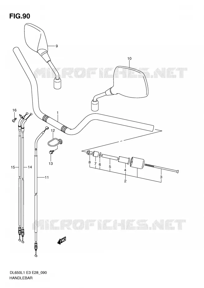 GUIDON (DL650AL1 E28) Suzuki MOTO 650 V-STROM 2011  DL650L1(E3)
