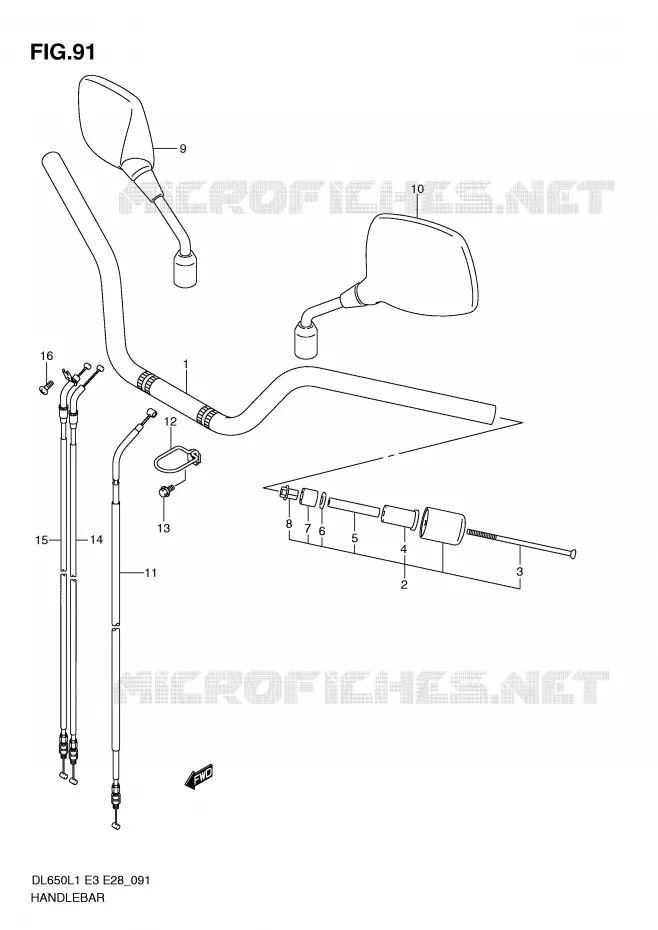 GUIDON (DL650AL1 E33) Suzuki MOTO 650 V-STROM 2011  DL650AL1(E3)