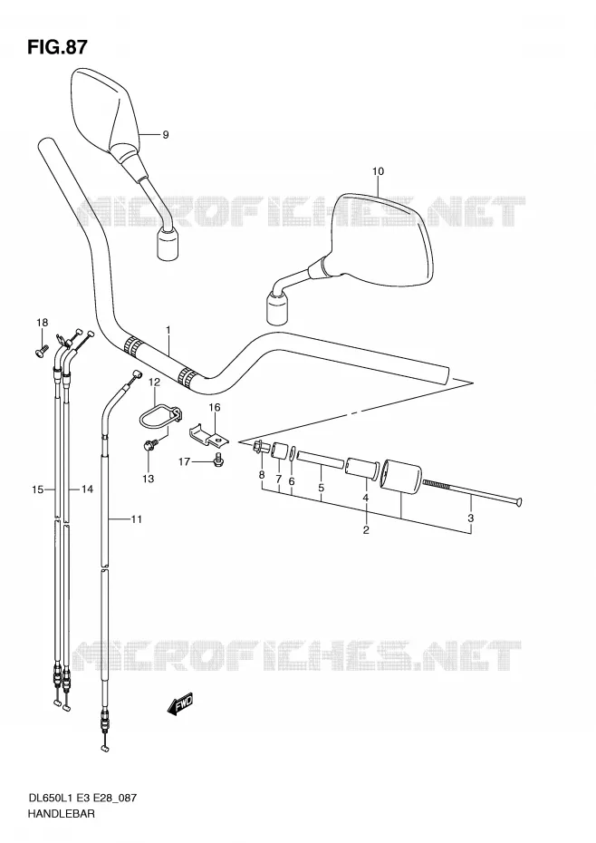 GUIDON (DL650L1 E28) Suzuki MOTO 650 V-STROM 2011  DL650L1(E3)