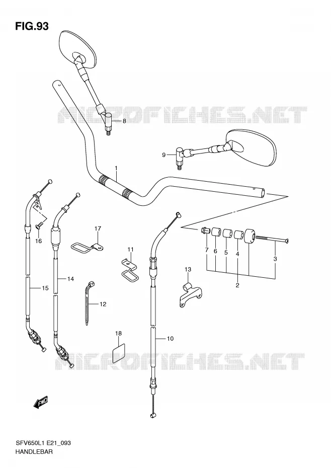 GUIDON (SFV650UL1 E24) Suzuki MOTO 650 GLADIUS 2011  SFV650UL1(E21)