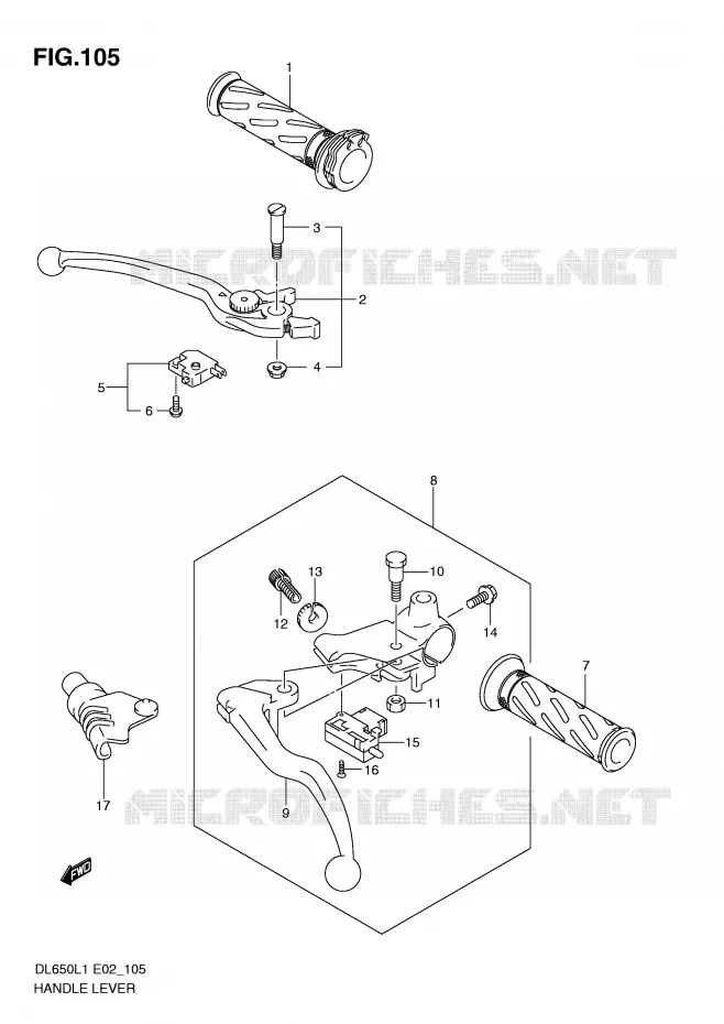 LEVIERS - POIGNEES (DL650AL1 E19) Suzuki MOTO 650 V-STROM 2011  DL650AL1(E2)