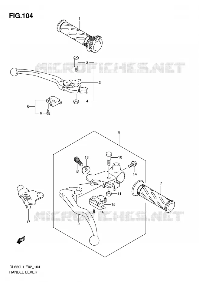 LEVIERS - POIGNEES (DL650AL1 E2) Suzuki MOTO 650 V-STROM 2011  DL650L1(E2)
