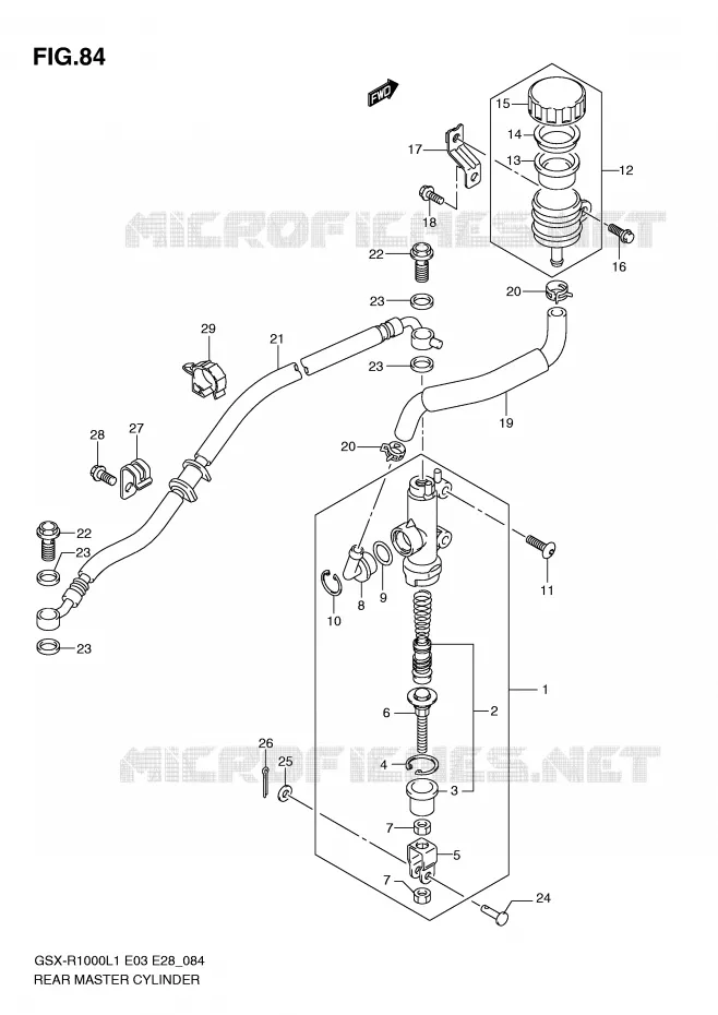 MAITRE CYLINDRE ARRIERE Suzuki MOTO 1000 GSX-R 2011  GSX-R1000L1(E3/E28)