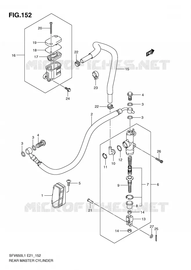 MAITRE CYLINDRE DE FREIN ARRIERE (SFV650L1 E24) Suzuki MOTO 650 GLADIUS 2011  SFV650AL1(E21)