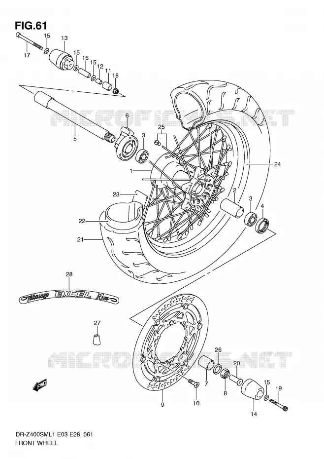 ROUE AVANT Suzuki MOTO 400 DR-Z 2011  DR-Z400SML1(E3/E28)