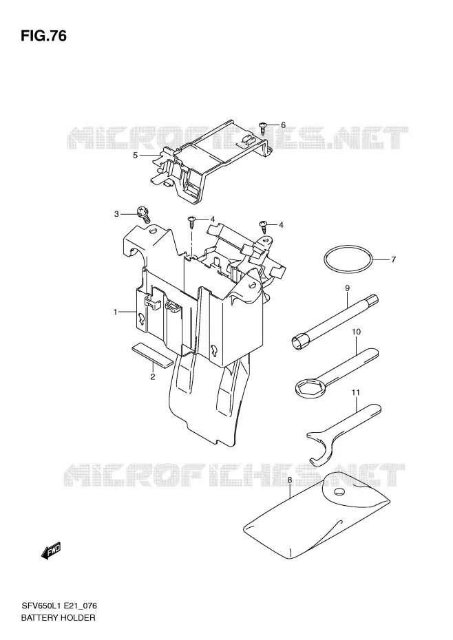 SUPPORT BATTERIE (SFV650L1 E21) Suzuki MOTO 650 GLADIUS 2011  SFV650L1(E21)