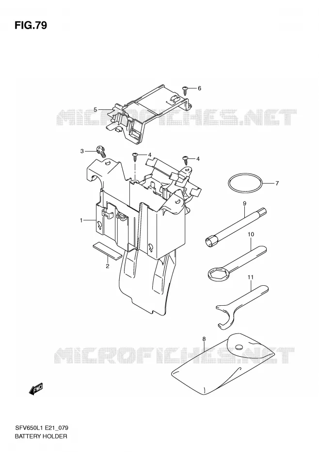 SUPPORT BATTERIE (SFV650UL1 E21) Suzuki MOTO 650 GLADIUS 2011  SFV650AL1(E21)