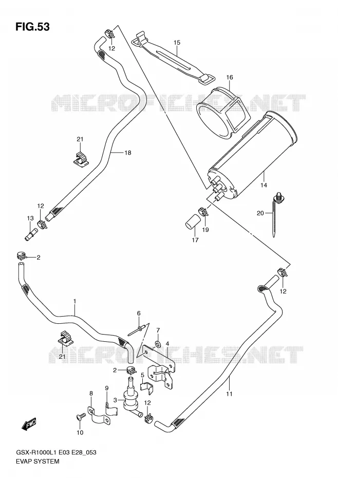 SYSTÈME DE RECYCLAGE VAPEURS CARBURANT (GSX-R1000L1 E33) Suzuki MOTO 1000 GSX-R 2011  GSX-R1000L1(E3/E28)