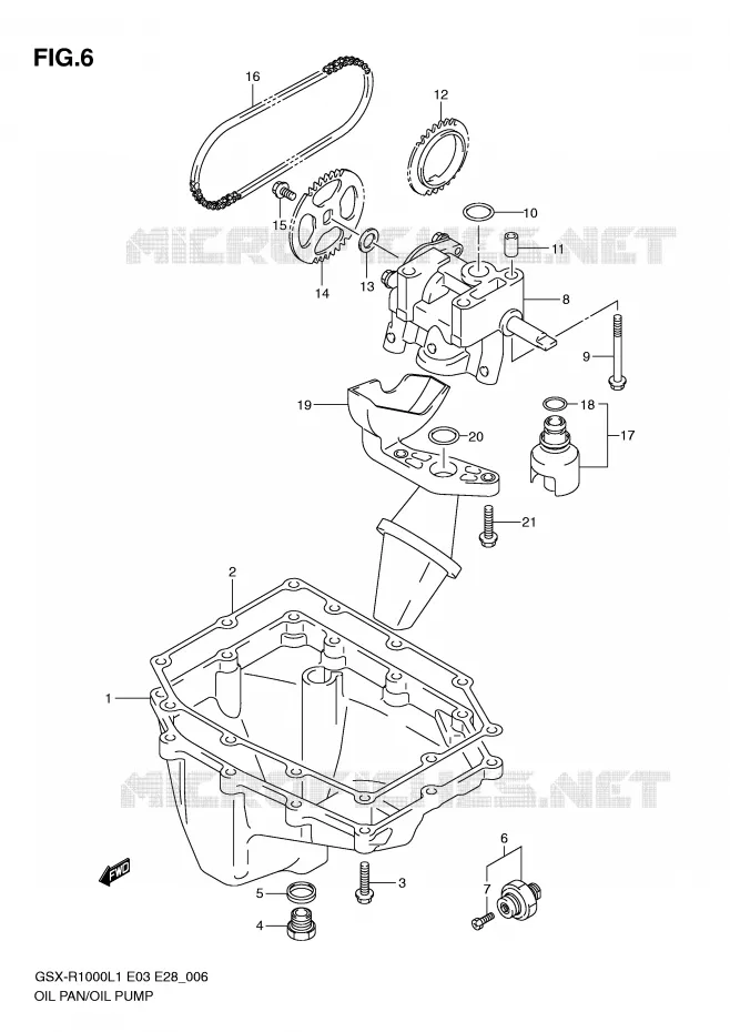 CARTER INFERIEUR - POMPE A HUILE Suzuki MOTO 1000 GSX-R 2011  GSX-R1000L1(E3/E28)