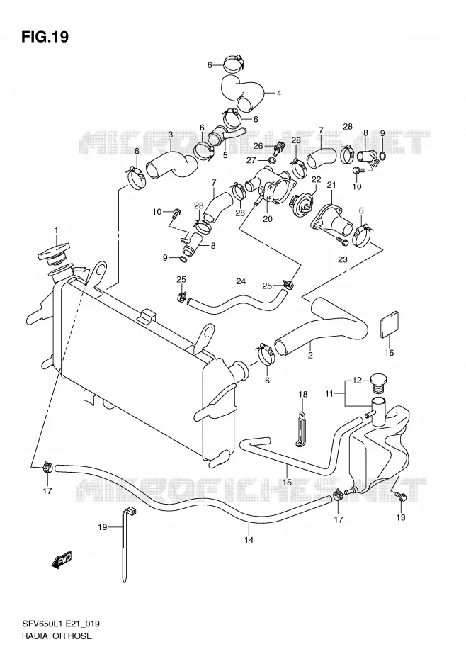 DURITE DE RADIATEUR Suzuki MOTO 650 GLADIUS 2011  SFV650AL1(E21)