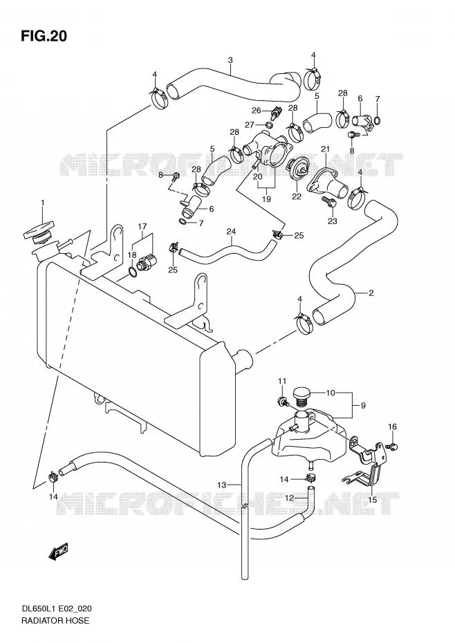 DURITE DE RADIATEUR Suzuki MOTO 650 V-STROM 2011  DL650L1(E2)
