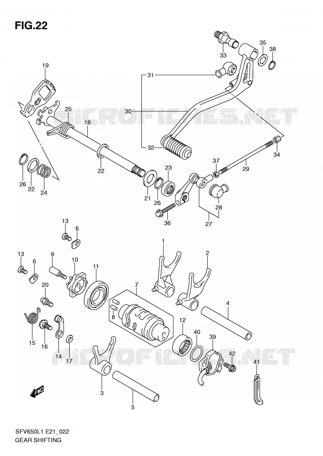 ENSEMBLE DE SELECTION DE VITESSES Suzuki MOTO 650 GLADIUS 2011  SFV650L1(E21)