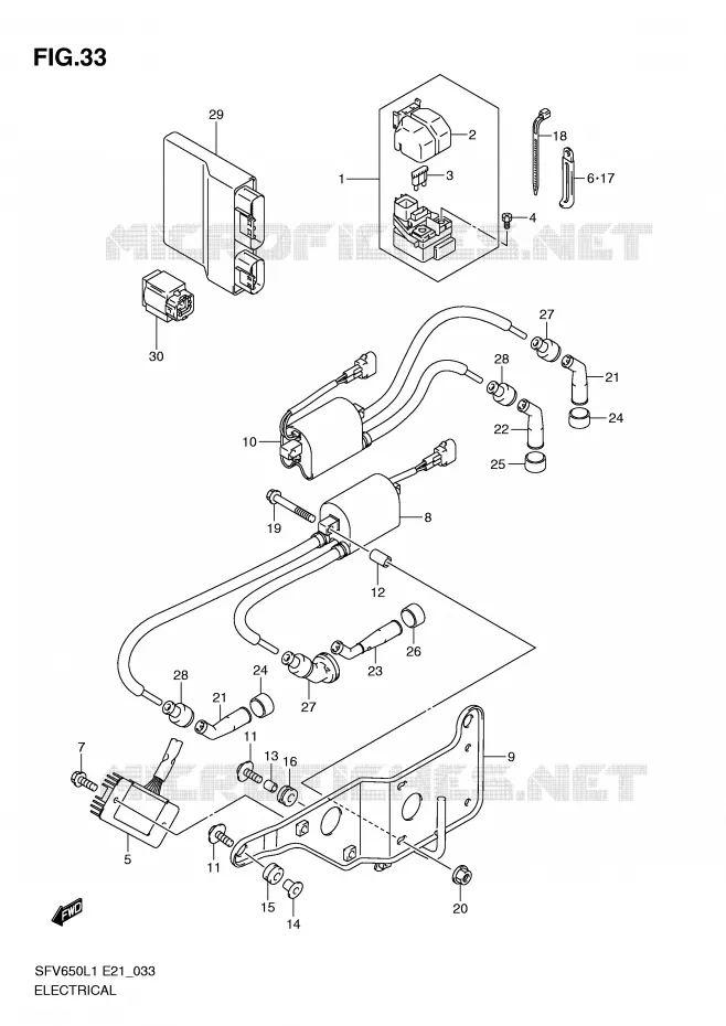 PARTIE ELECTRIQUE (SFV650AL1 E21) Suzuki MOTO 650 GLADIUS 2011  SFV650AL1(E21)