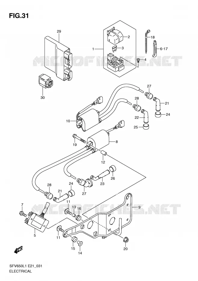 PARTIE ELECTRIQUE (SFV650L1 E21) Suzuki MOTO 650 GLADIUS 2011  SFV650AL1(E21)