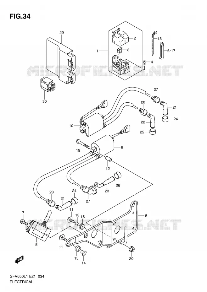 PARTIE ELECTRIQUE (SFV650UL1 E21) Suzuki MOTO 650 GLADIUS 2011  SFV650AL1(E21)