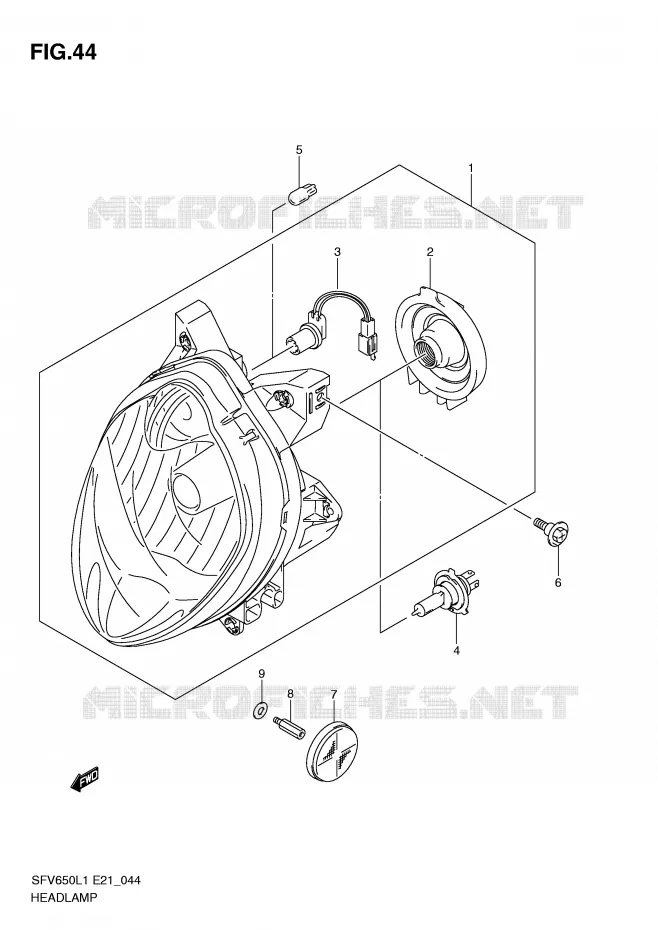PHARE (SFV650L1 E24) Suzuki MOTO 650 GLADIUS 2011  SFV650UAL1(E21)