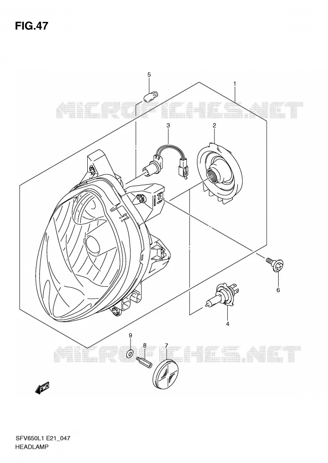 PHARE (SFV650UL1 E24) Suzuki MOTO 650 GLADIUS 2011  SFV650UL1(E21)