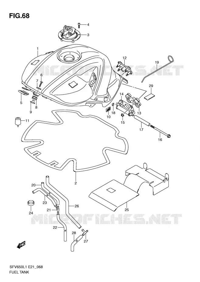 RESERVOIR D'ESSENCE (SFV650AL1 E21) Suzuki MOTO 650 GLADIUS 2011  SFV650L1(E21)