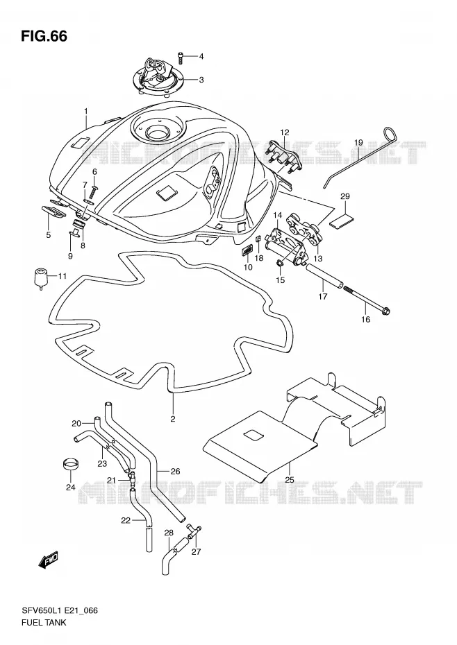 RESERVOIR D'ESSENCE (SFV650L1 E21) Suzuki MOTO 650 GLADIUS 2011  SFV650UL1(E21)