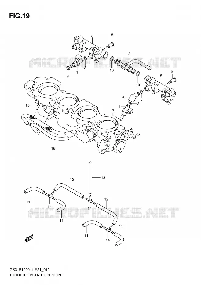 SYSTÈME D'INJECTION (GSX-R1000L1 E24) Suzuki MOTO 1000 GSX-R 2011  GSX-R1000L1(E21)