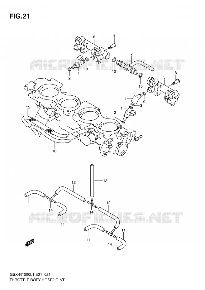 SYSTÈME D'INJECTION (GSX-R1000UFL1 E21) Suzuki MOTO 1000 GSX-R 2011  GSX-R1000L1(E21)