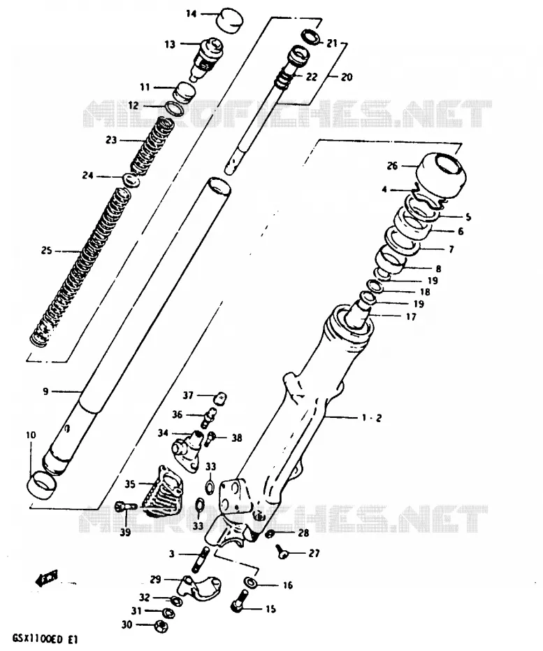 AMORTISSEUR AVANT (GSX1100ESD) Suzuki MOTO 1100 GSX 1983  GSX1100D(Z/D)