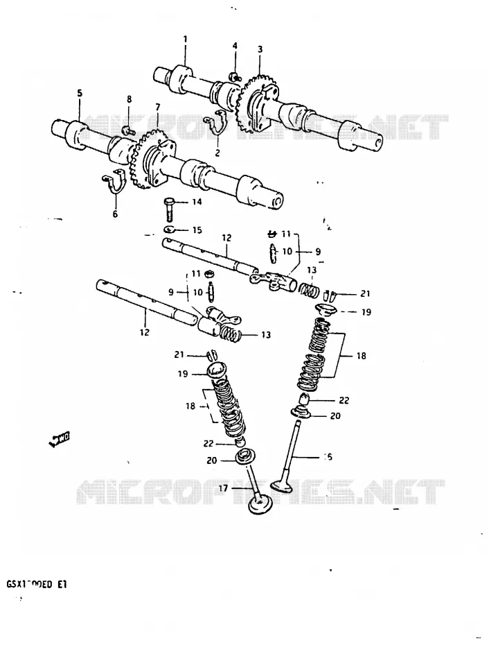 ARBRE A CAMES - SOUPAPES (MODELE D) Suzuki MOTO 1100 GSX-E 1982  GSX1100EZ(Z/D)