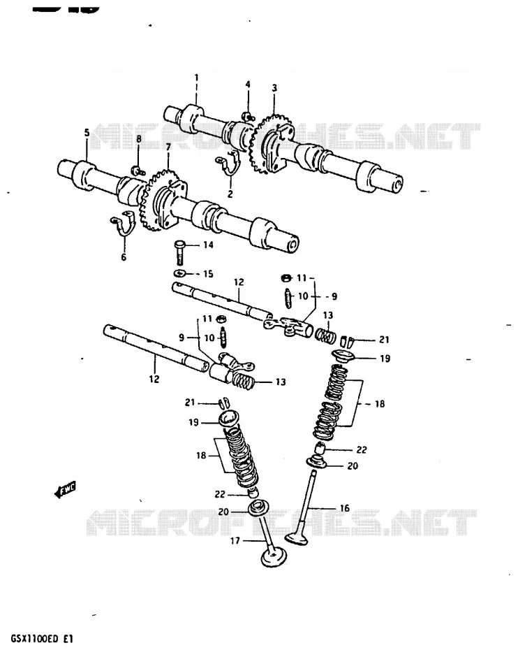 ARBRE A CAMES - SOUPAPES (MODELE Z) Suzuki MOTO 1100 GSX 1983  GSX1100XD(Z/D)
