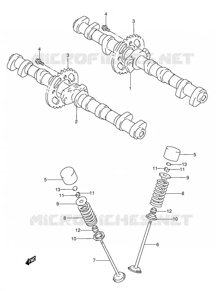 ARBRE A CAMES - SOUPAPES Suzuki MOTO 1100 GSX-R 1996  GSX-R1100WT(E28)