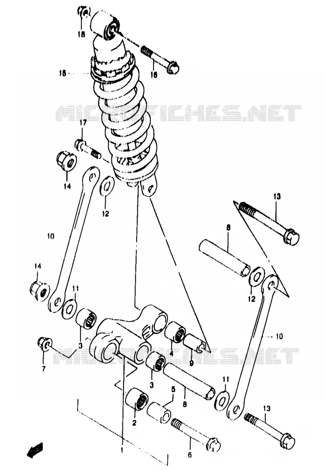 BIELLETTE DE SUSPENSION ARRIERE (GSF1200SAV/SAW/SAX/SAY) Suzuki MOTO 1200 BANDIT 1998  GSF1200SAW(T/V/W/X/Y)